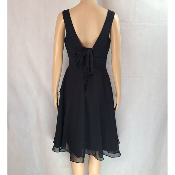 New Special Occasion (8) Black Chiffon Sleeveless Pleated Knee Length Dress - Picture 5 of 9